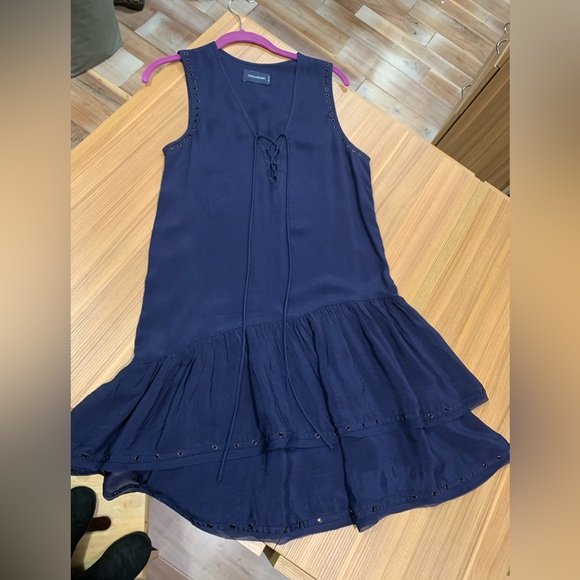 Zadig and Voltaire Rory dress navy Al-line asymmetric grommet S - Picture 2 of 9